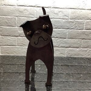 Metal Boston Terrier Sculpture – Signed Blacksmith Art